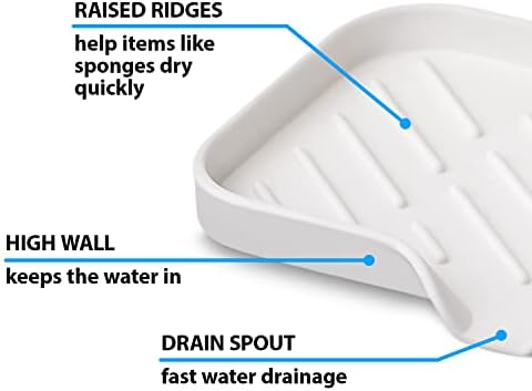 1 Pc Cream Silicone Sponge Holder | Sink Tray for Dish Sponges and Soap Organization | 9.45 x 5.51 - Image 3