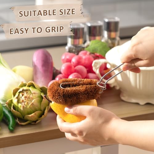 Sawysine Tawashi 100% Natural Coconut Coir Fiber Brush with Handle - Image 3