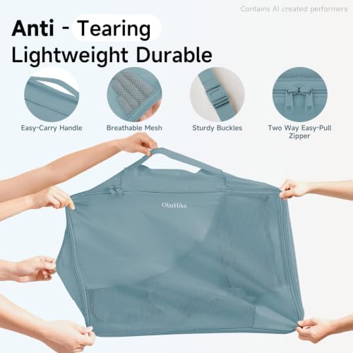 OlarHike Packing Cubes for Travel,Gifts for Women Mom,Anti-Tearing Suitcase Organizer for Luggage with Shoe & Hanging Toiletry Bag,Vacation Essentials & Accessories for Cruise Ship,9 Set,Blue Gray - Image 4