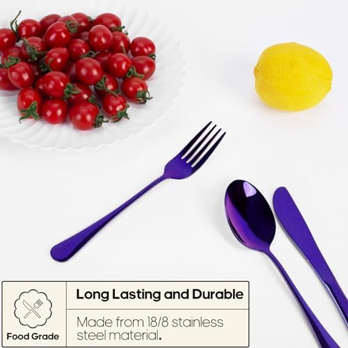 Quatish 5 Piece Travel Utensils with Case, Portable Cutlery Set, Purple - Image 2