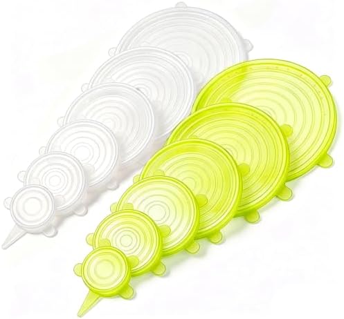 12 pcs Silicone Stretch lids set(6 Sizes,white&yellow) by JYYHSF