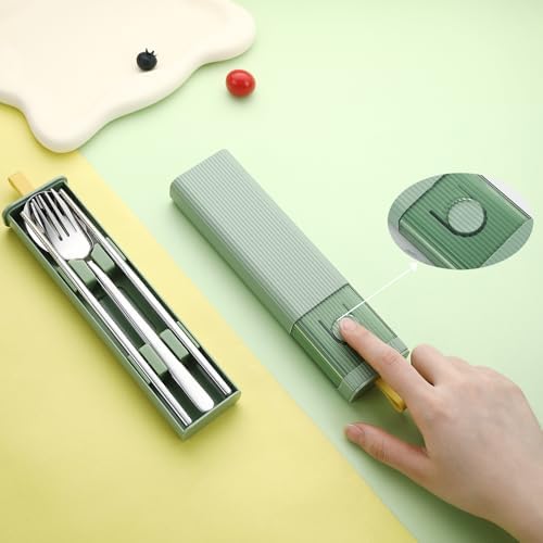 DEVICO Travel Utensils with Case, 4Pcs Korean Chopsticks Fork and Spoon Set - Image 2
