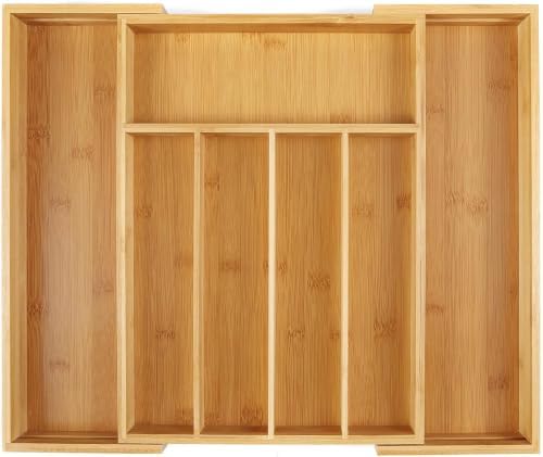 Utoplike Bamboo Cutlery Silverware Tray, Small Utensils Drawer Organizer by Utoplike