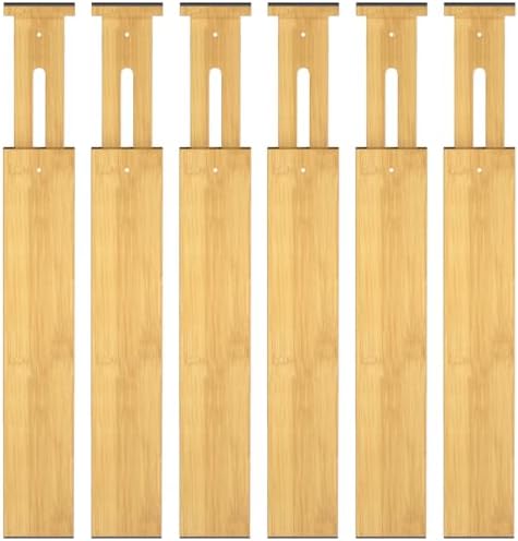 Bamboo Drawer Dividers, Adjustable Drawer Organizers, Fits 17.6–21" Drawers by Ryqtop