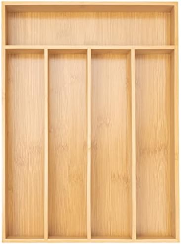 Besilord Silverware Organizer Kitchen Drawer Organizer Utensil Organizer Bamboo Silverware Holder Cutlery Organizer in Drawer Flatware Organizer Tray(5 slots, Natural by Besilord