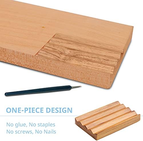 HTB Teak Wood Soap Dish for Shower,Non-Slip Soap Holder Bathroom - Image 4