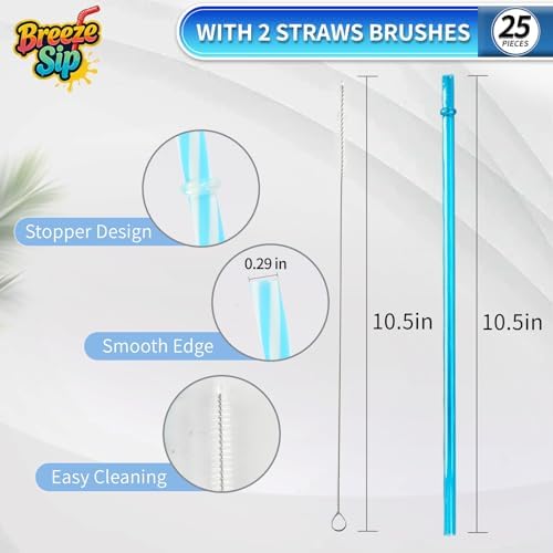 25 Pack 10.5" Plastic Reusable Replacement Drinking Straws - Image 3