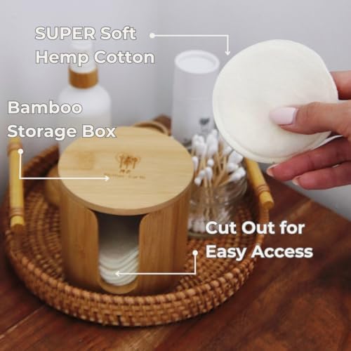 Reusable Hemp Cotton Rounds 15-Pack with Bamboo Storage Box – Ultra-Soft Organic Face Pads for Makeup Removal, Skincare Accessories, and Eco-Friendly Beauty Essentials - Image 5