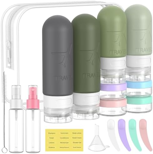ME.FAN 18 Pack Travel Bottles for Toiletries, TSA Approved, Desert Sage by MEFAN
