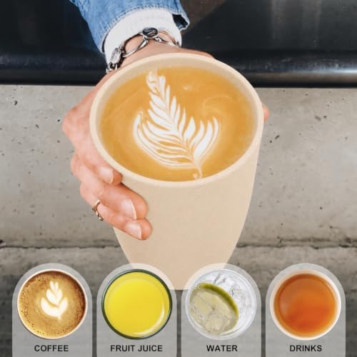 Wrova Wheat Straw Cups 6 PCS Good Alternative to Plastic Reusable Cups 20 oz Unbreakable Drinking Cup Reusable Dishwasher Safe Water Plastic Glasses Beige - Image 5