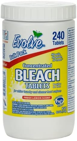 Evolve Concentrated Bleach Tablet Bulk Size 240 Tablets 1 Pack Fresh Lemon by Evolve