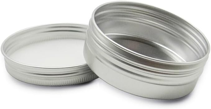 10pcs 60ml Round Lip Balm Tin Cans, 60 Gram Aluminum Tins Cosmetic Sample Containers with Screw Lid, 60g Metal Empty Tins Storage Travel Jars for Salves, Lip Balms, Face Cream, Candle, Tea