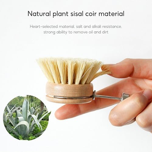 Wooden Washing Up Brush, 4PCS Replacement Brush Heads for Eco Dish Brush, Eco Bamboo Dish Brush, Natural Dish Brush, Kitchen Eco Bamboo Scrubber Brushes for Washing and Cleaning - Image 5