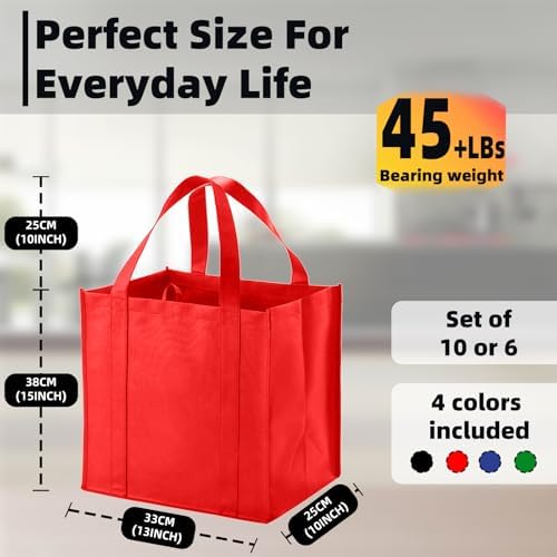 10 pack Reusable Grocery Bags,Thick Bottom-Shopping Bag for Groceries - Image 2