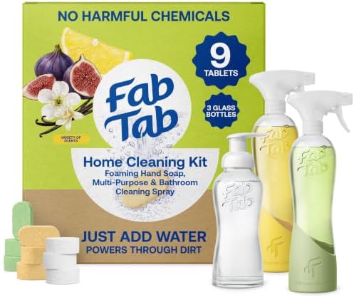Fab Tab All Purpose, Bathroom, Hand Cleaner Tablets, 3 Bottles + 9 Refills by FabTab