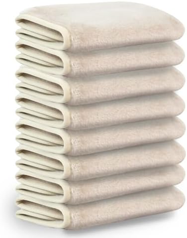Nugilla Makeup Remover Cloths, 8 Packs Makeup Remover Towels Reusable Face Wash Cloth, Soft Microfiber Face Cloth for Women(Beige) by Nugilla