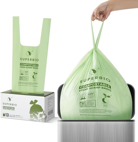 SUPERBIO 13 Gallon Compostable Kitchen Waste Bags with Handles - Image 2