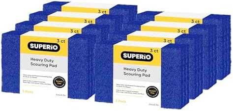Scouring Pad Non-Scratching Scrubber Non-Scratch Cleaning Scrub Pads Heavy Duty Scouring Pad Reusable Kitchen Scrubbing Pad Pack of 24 Blue, by Superio by Superio