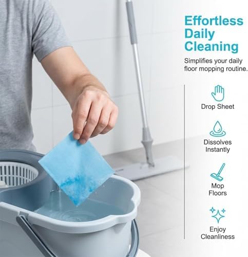 120 Pack Floor Cleaning Tablets Multi-Surface Concentrate – Dissolvable Cleaner for Hardwood, Tile, Laminate – Heavy Duty Streak-Free for All Floors (Blue Box) (120 sheets) - Image 6