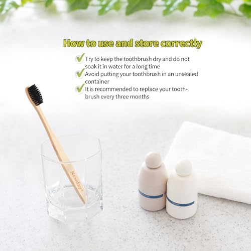 Newday 100 Pack Bamboo Toothbrushes Bulk, Individually Wrapped, BPA Free Soft Bristles Toothbrush, Recycled Packaging, Biodegradable ECO Friendly Toothbrushes for Home Hotel Travel (Black) - Image 6