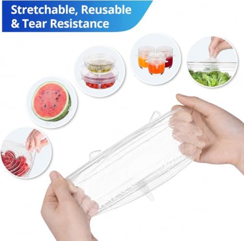 Silicone Stretch Lids, 12PCS Zero Waste Reusable Container Covers - Image 3