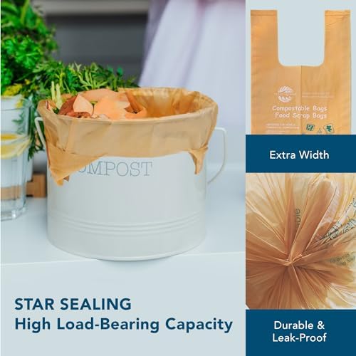 1.6 Gallon Compostable Handle Tie Garbage Bags, Small Trash Bags for Countertop Bin, Extra Thick 0.78 Mils, Certified US BPI ASTM D6400, 6 Liter, 50 Count - Image 4