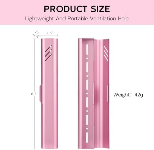 Travel Toothbrush Case, 2Pack Portable Toothbrush Holders, Durable Aluminum Toothbrush Storage Box, Small Breathable Manual Toothbrush Container for Traveling, Camping, Business Trip - Pink - Image 2