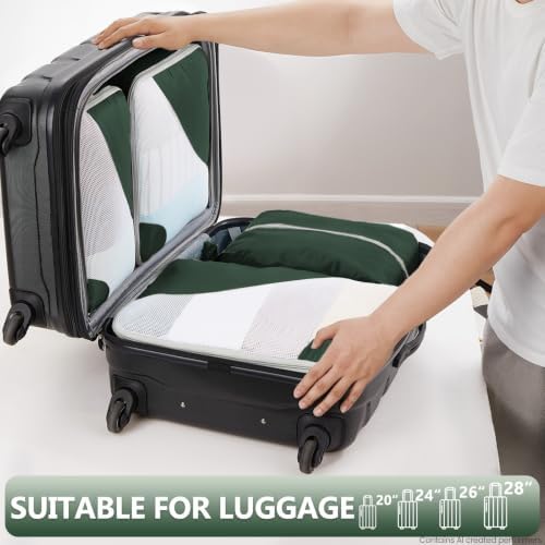 OlarHike Packing Cubes for Travel,Gifts for Women Mom,Anti-Tearing Suitcase Organizer for Luggage with Shoe & Hanging Toiletry Bag,Vacation Essentials & Accessories for Cruise Ship,8 Set,Dark Green - Image 6