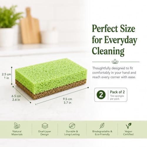 Sonett Compostable Sponges, Scratch-Free Kitchen Sponge, Pack of 2 - Image 4