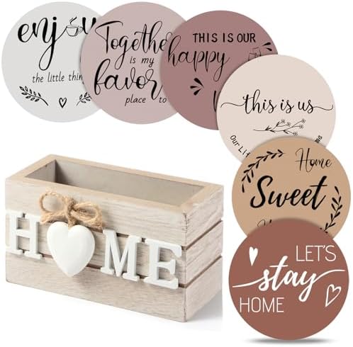 Queekay House Warming Gifts New Home Farmhouse Coasters Set of 6, Cinnamon by Queekay