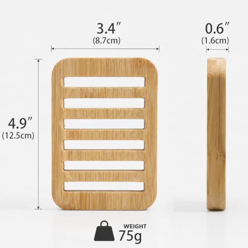 Bamboo Soap Dish, Soap Holder Soap Case Sponge Tray Sponge Drain Rack for Kitchen & Bathroom - Image 6