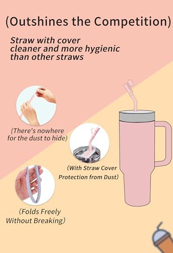 Doboli Replacement 13 inch Long Silicone Straw With Straw Cover,Compatible with Stanley Owala 40 oz 30 oz Cup Tumbler, 6 Pack Reusable Bent Straw with Cleaning Brush,for Stanley Tumbler Accessorie - Image 6