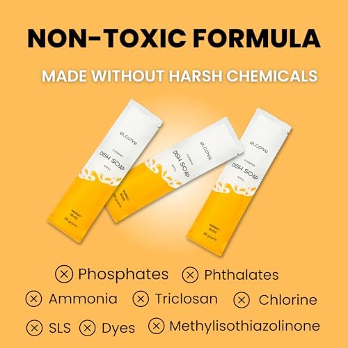 Foaming Dish Soap Refill Eco Friendly (5pk), Concentrated Powder Refills Make 5 Bottles x 12oz each of Non Toxic Dishwashing Soap or Dish Soap Spray, Plastic Free, Septic Safe - Image 5