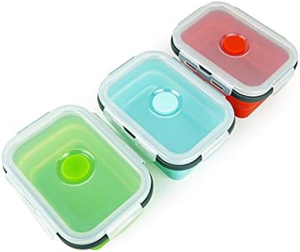 CCyanzi ECOmorning 3 Piece Silicone Food Storage Containers Collapsible Silicone Bowl with Airtight Silicone Lids, Collapsible Lunch Box - Microwave, & Freezer Safe, 350ML - Image 4
