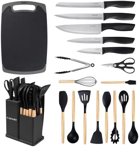19 PCS Black Kitchen Cooking Utensils Set Kitchen Tools Set by CADABY