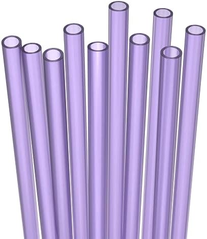 Fiesta First 10 Short Reusable Hard Purple Plastic Drinking Straws, Medium Width + Sturdy Cleaning Brush - for Cocktails, Small Cups, Kids Drinks - Dishwasher Safe BPA Free by Fiesta+First
