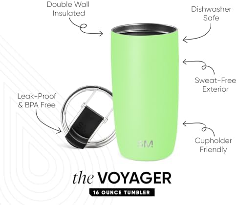 Simple Modern Travel Coffee Mug Tumbler with Flip Lid | Reusable Insulated Stainless Steel Cold Brew Iced Coffee Cup Thermos | Gifts for Women Men Him Her | Voyager Collection | 16oz | Baja - Image 2