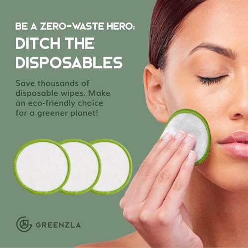 GREENZLA Reusable Makeup Remover Pads | 60 Pack | Bamboo Cotton Rounds - Image 3