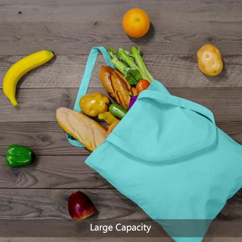 TOPDesign 6-Pack Economical 16"x15" Aqua Blue Cotton Tote Bags, Lightweight Medium Reusable Grocery Shopping Cloth Bags, Suitable for DIY, Advertising, Promotion, Gift, Activity - Image 5