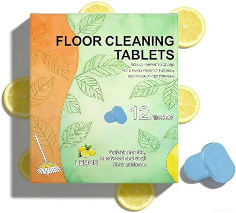 12PC Floor Cleaning Tablets – Powerful Floor Cleaner Cleaning Solution for Mop, Multi-Surface Cleaner for Tile & Vinyl Floors, Dissolvable Floor Cleaner Tablets for Hard Floors, Lemon Scented (1pc) by Unknown