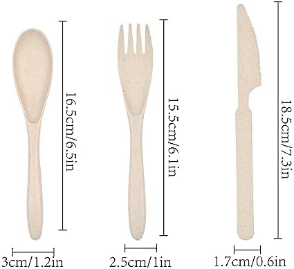 Zoyiancy 21Pcs Wheat Straw Cutlery Set, Beige Reusable Utensil Set - Image 3