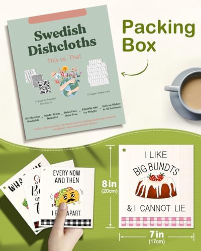 Miss Adola Swedish Dishcloths for Kitchen - 5 Pack Reusable Dish Cloths for Washing Dishes Absorbent Cute Funny Kitchen Towels Cleaning Sponge, Funny Kitchen - Image 2