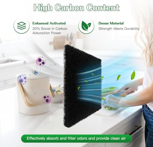 Square Carbon Filter Refills – 10 Pack, 5x5 Inch Activated Charcoal Sheets for Indoor Kitchen Compost Bucket and Countertop Bins - Image 5