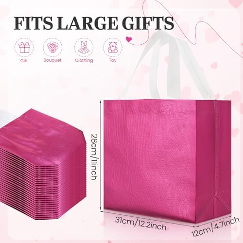 Eccliy 80 Pcs Reusable Gift Bags, Large, Hot Pink - Image 5