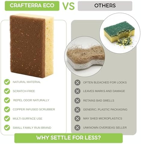 Natural Sponges for Dishes Washing Kitchen Cleaning Plant Based 15Pack Eco Sponges Cellulose Sisal Scrubber Non Scratch Scrub Pads for Dishes pots Bathroom.Less Odor Dish Scrubber House Necessities - Image 4