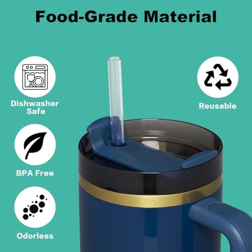 12 PCS Replacement Straws for Stanley|Owala|Simple Modern 40oz 30oz Tumbler, Reusable Clear Drinking Straws with Cleaning Brush for Stanley Cup Accessorie，BPA Free, Dishwasher Safe - Image 4