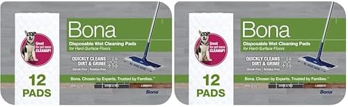 Bona Multi-Surface Floor Disposable Wet Cleaning Pads - Residue-Free Floor Cleaning Solution for Stone, Tile, Laminate, and Vinyl Floors - 12 Count (Pack of 2) by Bona