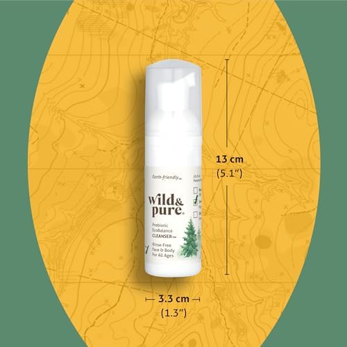 Wild & Pure Sensitive Skin Travel Size Body Wash Set (1.7 Oz Foam, 0.9 Oz Spray + Flannel Wipes) | Cleanser, Deodorizer, Moisturizer | pH-Balanced, Microbiome-Friendly | EcoBalance Refillable Skincare - Image 4