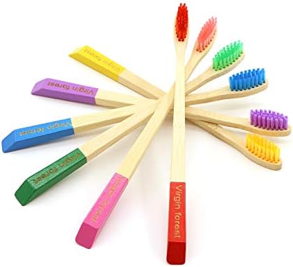 Virgin Forest Bamboo Toothbrushes 6pk, Charcoal Bristles BPA Free by VirginForest