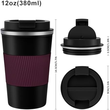 KETIEE Travel Mug 12oz, Insulated Coffee Mug with Leakproof Lid, Travel Coffee Mug Vacuum Stainless Steel Double Walled Reusable Coffee Cup for Hot and Iced Coffee Tea Water - Image 4